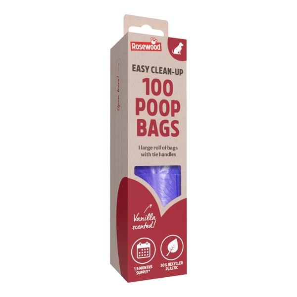 100pc Poop Bags - Grab and Go Single Roll